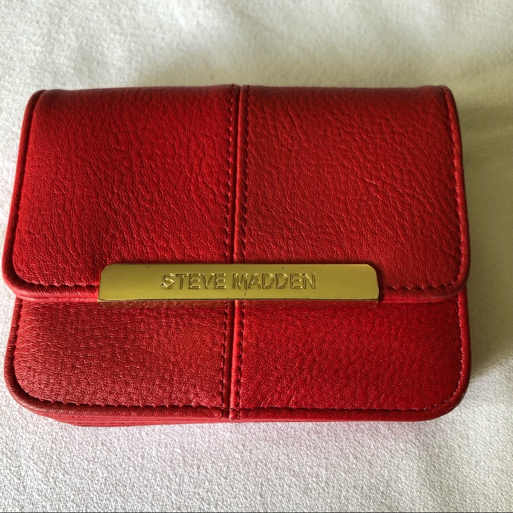 Steve Madden Red Pebbled Leather Wallet Clutch